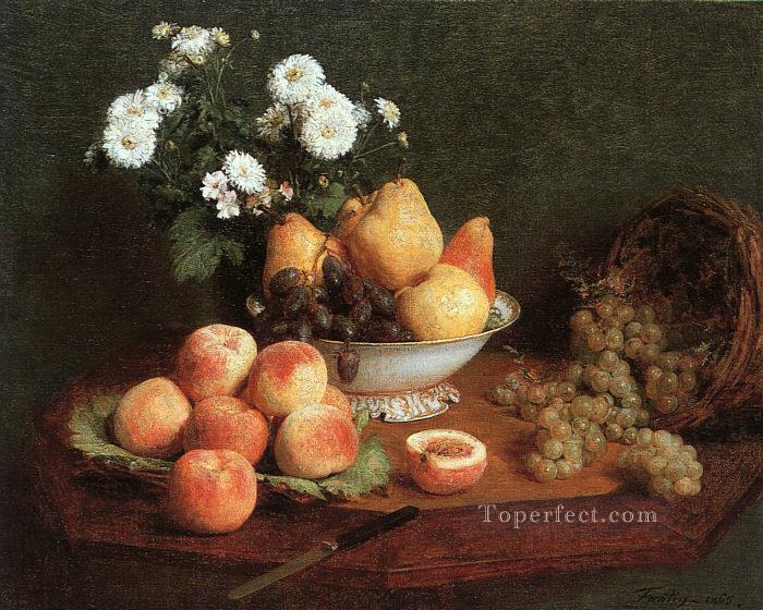 Flowers Fruit on a Table 1865 Henri Fantin Latour Oil Paintings